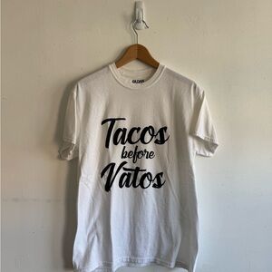 “Tacos Before Vatos” White Graphic Tee